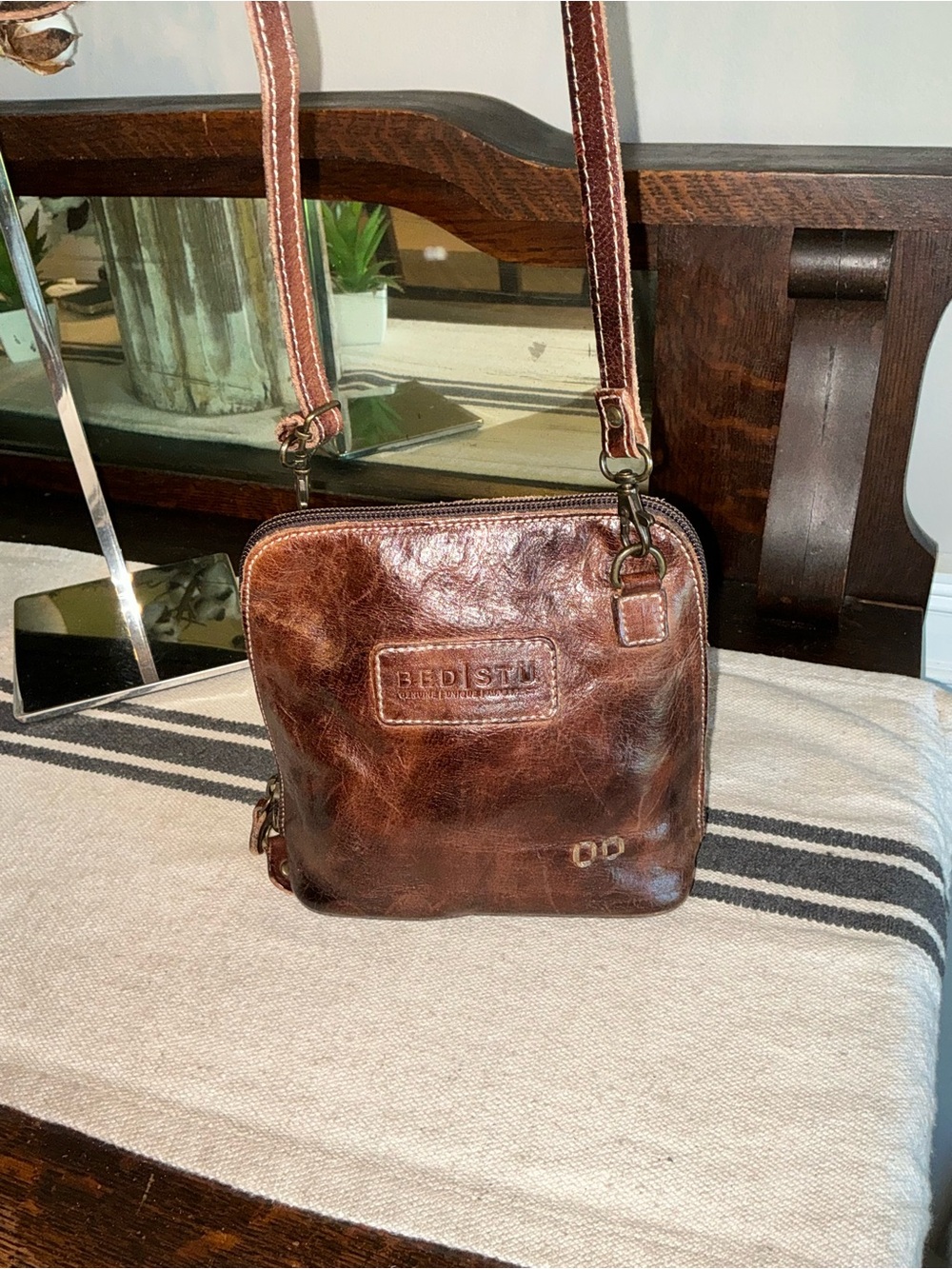 NWOT Bed Stu Leather Ventura Clutch Crossbody Belt Bag Teak Rustic Retail $155 - Picture 10 of 13